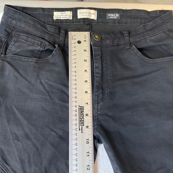 Scott James Men Jeans size W36 x L30 Black Mid Rise Stretch Slim Fit - Picture 6 of 11